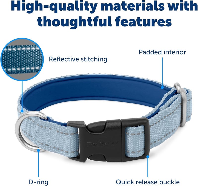 PetSafe Comfort Dog Collar Adjustable Fit for Small, Medium and Large Dog Breeds Reflective Stitching Padded Materials Built-in D-Ring Large, Blue - Image 3