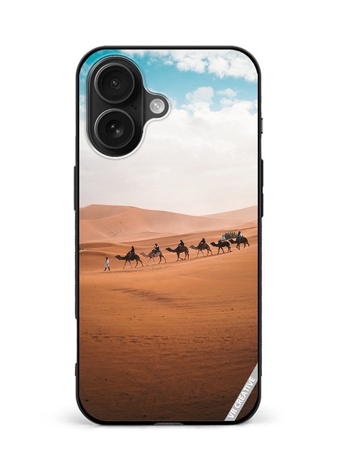 Protective Case Cover For Apple iPhone 16 Camel In Desert Design Multicolour
