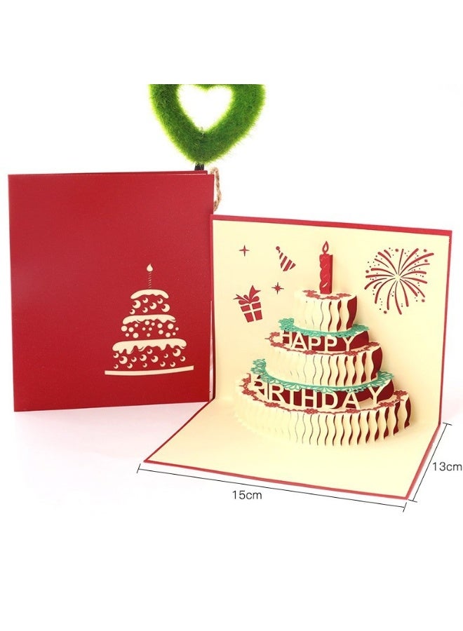 Cake Design 3D Pop-Up Card, Greeting Card for Birthday, Sturdy and Solid Cardstock Gift Card with Envelope and Thank You Card - Image 2