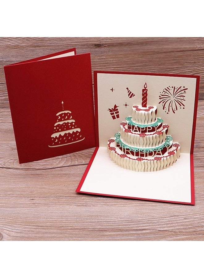 Cake Design 3D Pop-Up Card, Greeting Card for Birthday, Sturdy and Solid Cardstock Gift Card with Envelope and Thank You Card - Image 3