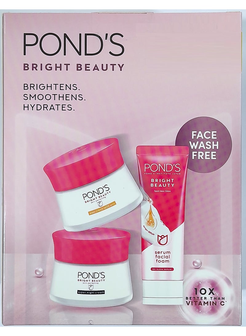 Pond's Bright Beauty Essentials Serum Whip Facial Foam 50g Brightening Day Cream 50g and Night Cream 50g for Brighter Nourished skin Pack of 3 - Image 3