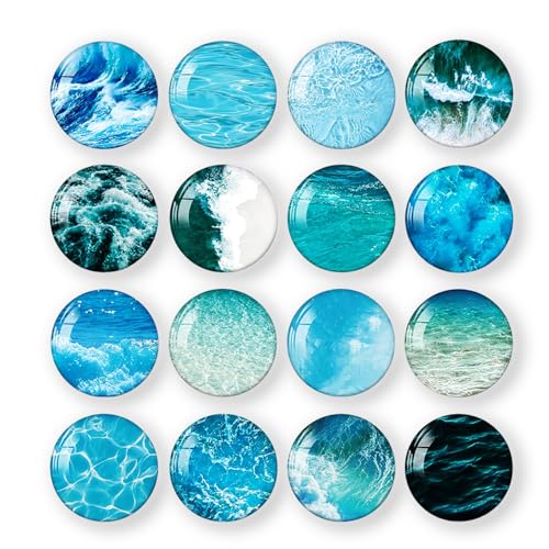 CoolShef 16Pcs Glass Fridge Magnets | Ocean Theme Small Refrigerator Magnet | Decorative Magnet Set for Kitchen, Office Whiteboard, Cabinet, Locker & Dishwasher - Image 1