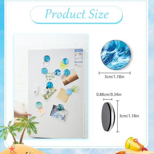 CoolShef 16Pcs Glass Fridge Magnets | Ocean Theme Small Refrigerator Magnet | Decorative Magnet Set for Kitchen, Office Whiteboard, Cabinet, Locker & Dishwasher - Image 2