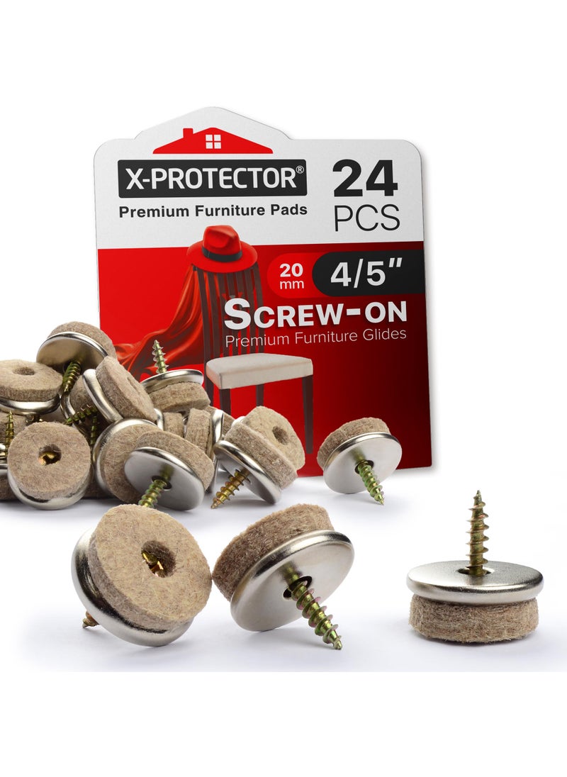 X-Protector ScrewOn Felt Pads XProtector  24 Felt Chair Pads for Hardwood Floors 08  Premium Chair Glides  Beige Floor Protectors for Furniture Legs  The Best Furniture Sliders for Hardwood Floors 