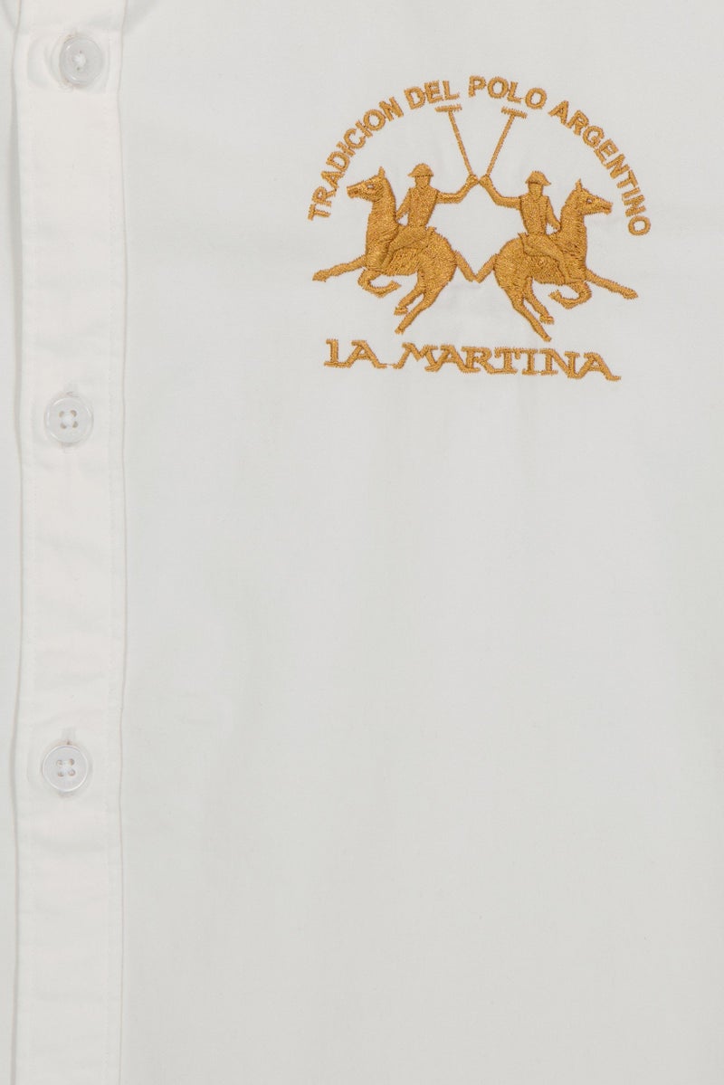 La Martina Men Slim Fit Embroidered Logo Long Sleeve Casual Shirt, White - Image 5