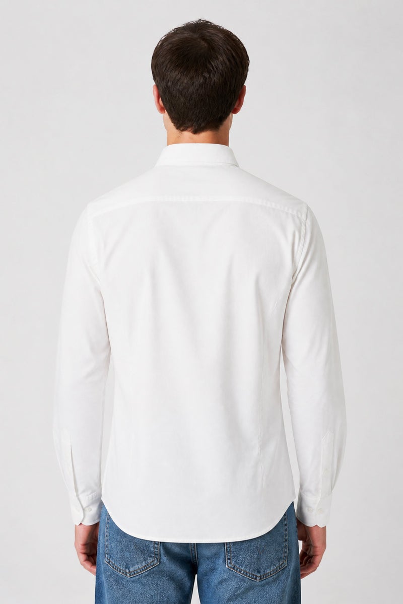 La Martina Men Slim Fit Embroidered Logo Long Sleeve Casual Shirt, White - Image 4