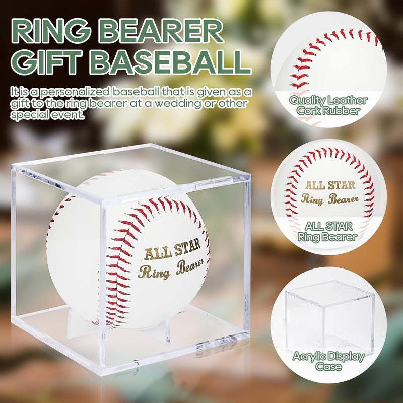 WANGDEFA Ring Bearer Baseball with Display Case - All Star Wedding Gift - Will You Be My Ring Bearer? - Image 3