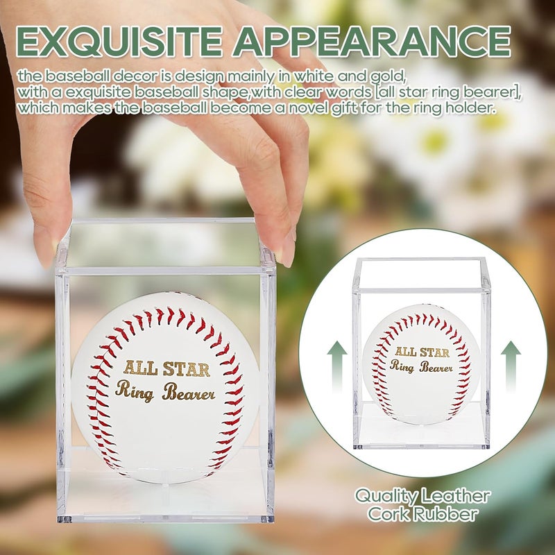 WANGDEFA Ring Bearer Baseball with Display Case - All Star Wedding Gift - Will You Be My Ring Bearer? - Image 4