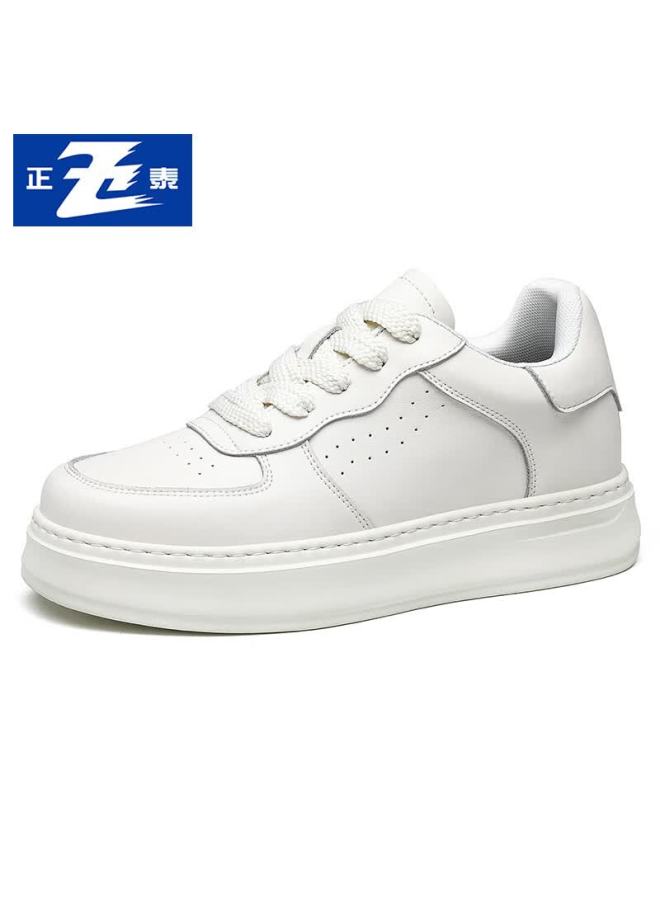 Chintai Men's White Sneakers 7cm Invisible Height Increase Breathable Lightweight Thick Sole Sports Shoes Size 38