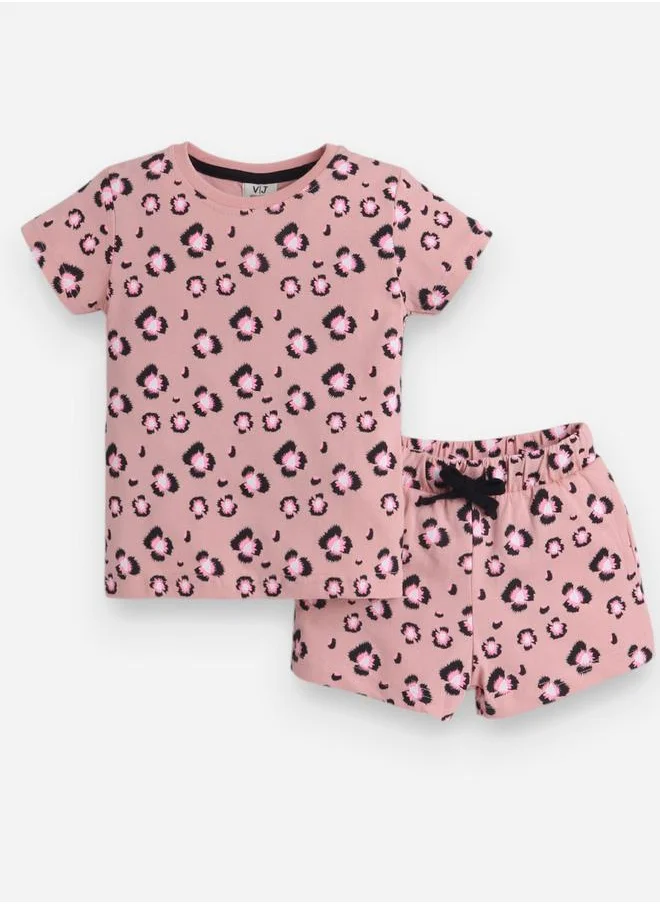 victor and jane All-Over Printed Cotton T-Shirt and Shorts Set