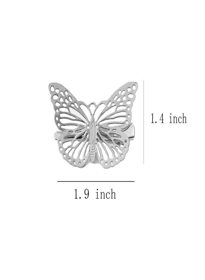 أوبتانيم مشابك شعر على شكل فراشة من أوبتانيم، 12 قطعة من دبابيس الشعر المعدنية اللطيفة على شكل فراشة، إكسسوارات شعر للفتيات والسيدات (فضي) - Image 2