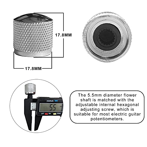 SAPHUE 4 Pcs Metal Volume Tone Dome Tone Guitar Speed Control Knobs with Allen Keys Screws Set for Fender Strat Telecaster Gibson Les Paul Electric Guitar or Bass (Chrome) - Image 2