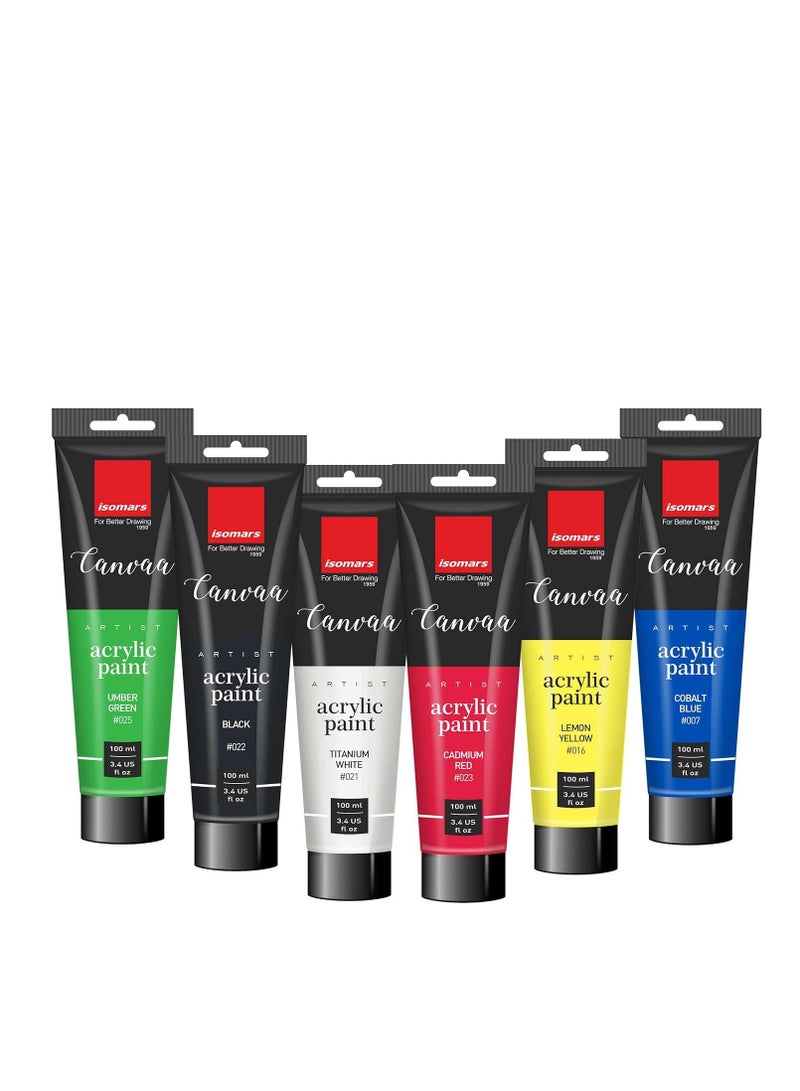 Isomars Acrylic Paint 100ml - Set of 12 Vibrant Pigmented & Fadeproof Colors - ARTIST SERIES - For Canvas Painting, Scrap Book, Paper Board, Wood & Terracotta - Image 3