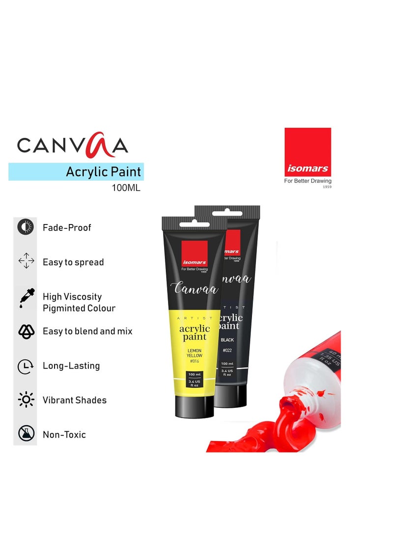 Isomars Acrylic Paint 100ml - Set of 12 Vibrant Pigmented & Fadeproof Colors - ARTIST SERIES - For Canvas Painting, Scrap Book, Paper Board, Wood & Terracotta - Image 4