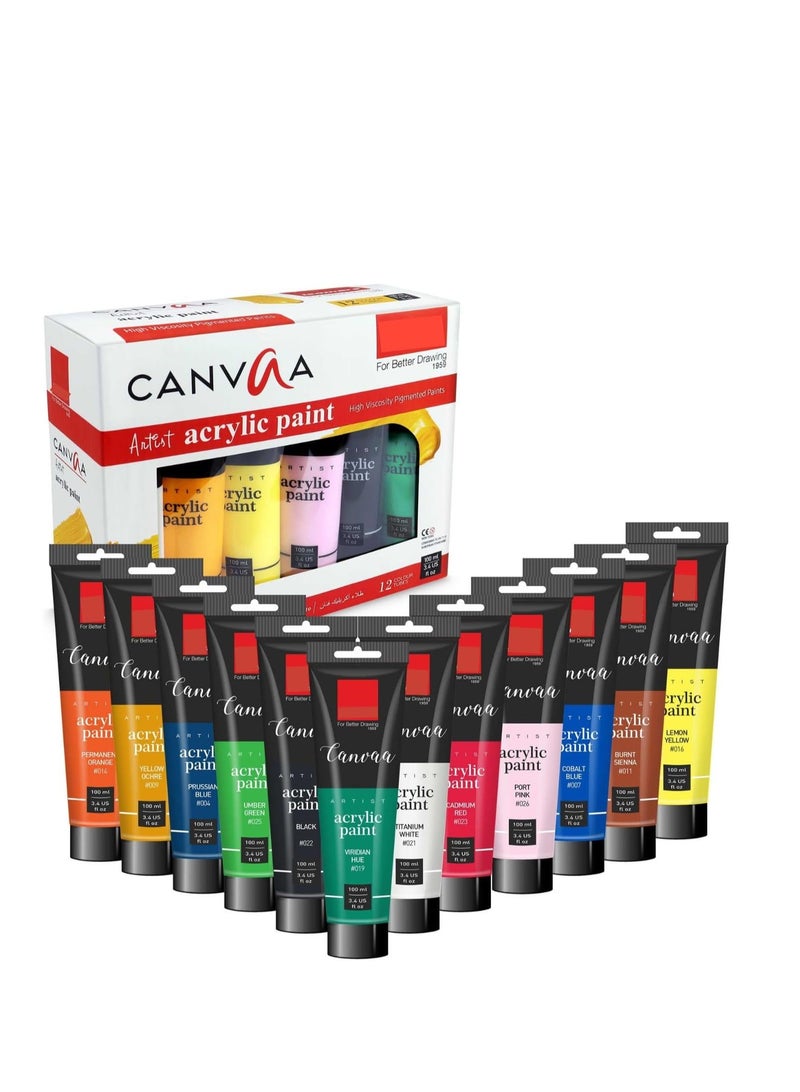 Isomars Acrylic Paint 100ml - Set of 12 Vibrant Pigmented & Fadeproof Colors - ARTIST SERIES - For Canvas Painting, Scrap Book, Paper Board, Wood & Terracotta - Image 5