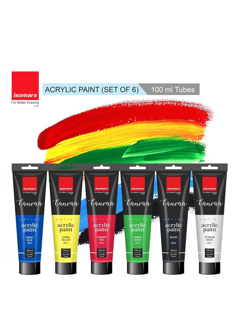 Isomars Acrylic Paint 100ml - Set of 12 Vibrant Pigmented & Fadeproof Colors - ARTIST SERIES - For Canvas Painting, Scrap Book, Paper Board, Wood & Terracotta - Image 2