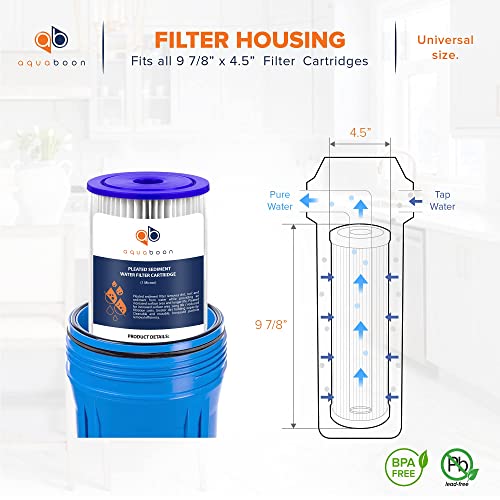Aquaboon 1 Micron Pleated Water Filter 10 x 4.5 for Whole House Sediment Water Filter Replacement Compatible with Well Filters FXHSC, R50-BBSA (2-PACK) - Image 2
