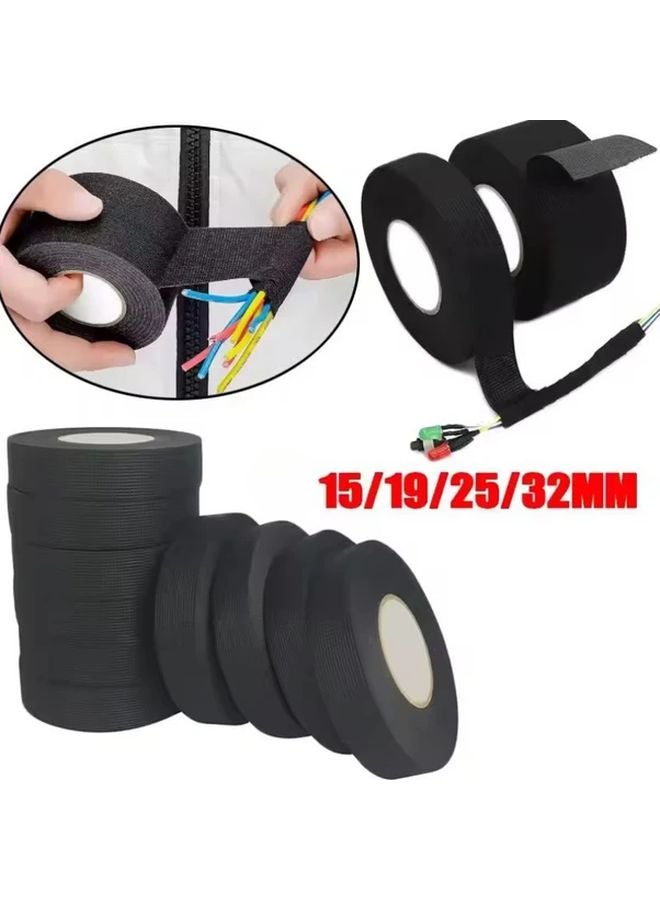 2pcs 15mm Electrical Tape Heat Resistant Fireproof Waterproof Black Fabric Wire Protector - Image 2