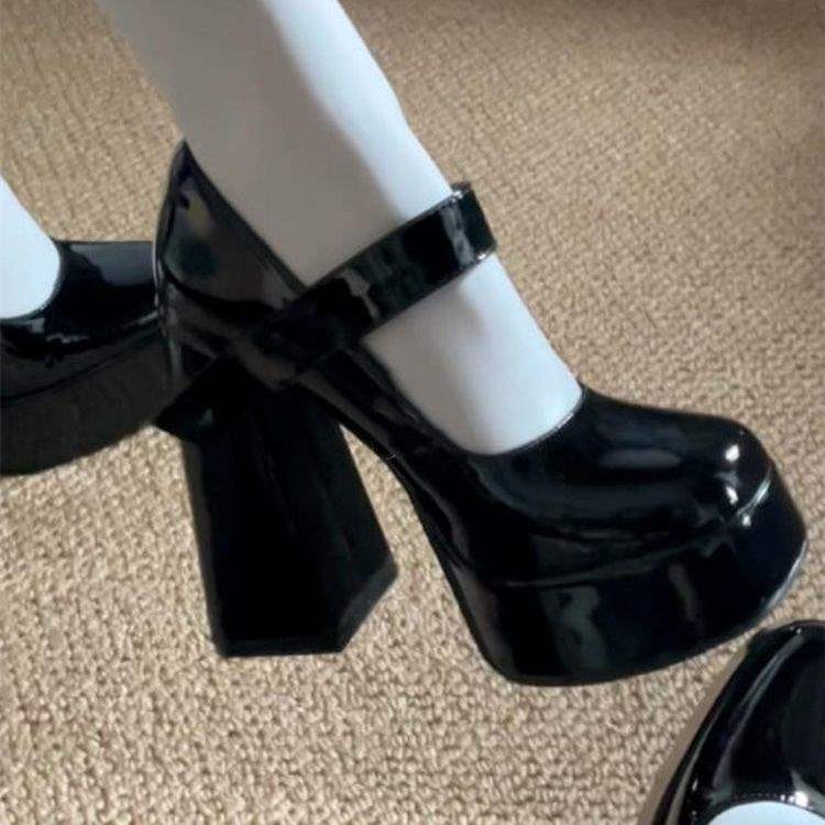 American High Heels With Gemstones, New Design, Niche French Style, Small Height Mary Jane Shoes, Black Jk Shoes - Image 2