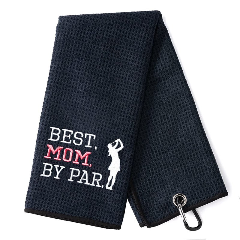 DYJYBMY DYJYBMY Best Mom by Par Funny Golf Towel Embroidered Golf Towels for Golf Bags with Clip Golf Gifts for Men Woman Birthday Gifts for Golf Fan Retirement Gift Mom Golf Towel