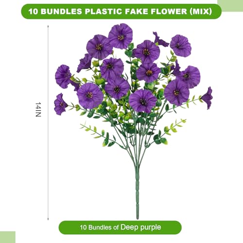 ADXORA 12 Bundles Morning Glory Artificial Flowers for Outdoor Decoration UV Resistant Fake Plastic Plants Artificial Greenery for Indoor Outdoor Garden Patio Window Box Home Decor - Image 2