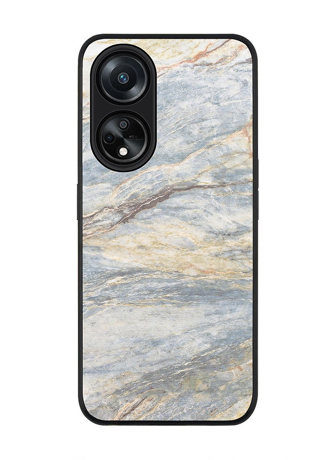 Stylizedd Rugged Black edge case for Oppo A98 5G, Slim fit Soft Case Flexible Rubber Edges Anti Drop TPU Gel Thin Cover- Marble Print Grey Classic  - Image 1