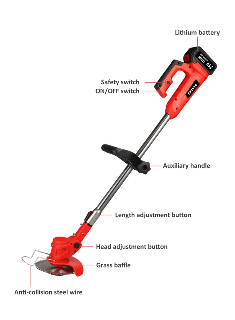 EzzySo قصافة عشب لاسلكية 21 فولت مع شاحنين بطارية سريع و 3 أنواع من شفرات القطع قصافة كهربائية محمولة للحدائق والفناءات وتقليم العشب وقطع المواد - Image 2