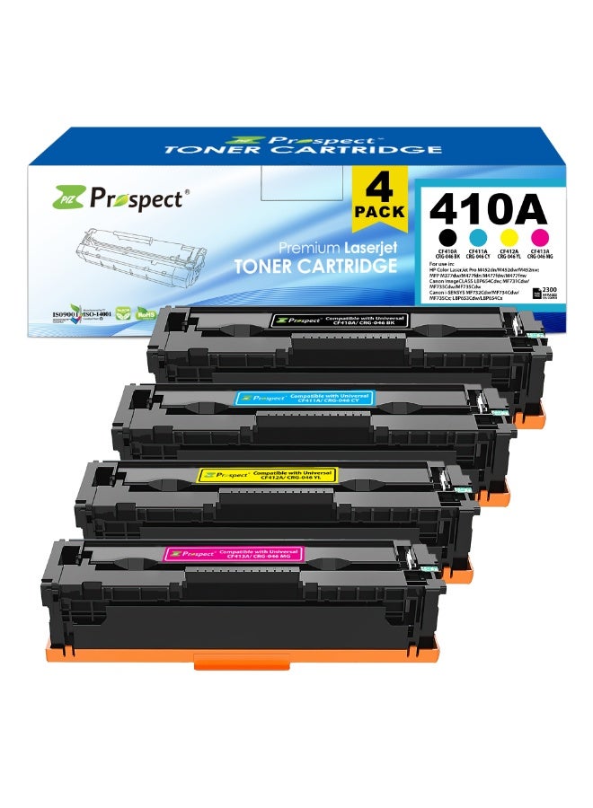 Prospect Toner Cartridge 410A Full Set CF410A BK CF411A CY CF412A YL CF413A MG Compatible Cartridges with HP Printers Color LaserJet Pro MFP Pro M452dn M452dw M452nw MFP M377dw M477fdn M477fdw M477fnw ( Black Cyan Yellow Magenta 4-Pack ) - Image 1