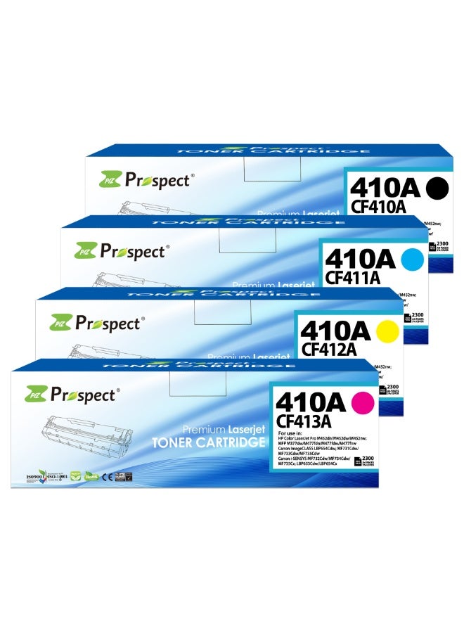 Prospect Toner Cartridge 410A Full Set CF410A BK CF411A CY CF412A YL CF413A MG Compatible Cartridges with HP Printers Color LaserJet Pro MFP Pro M452dn M452dw M452nw MFP M377dw M477fdn M477fdw M477fnw ( Black Cyan Yellow Magenta 4-Pack ) - Image 2