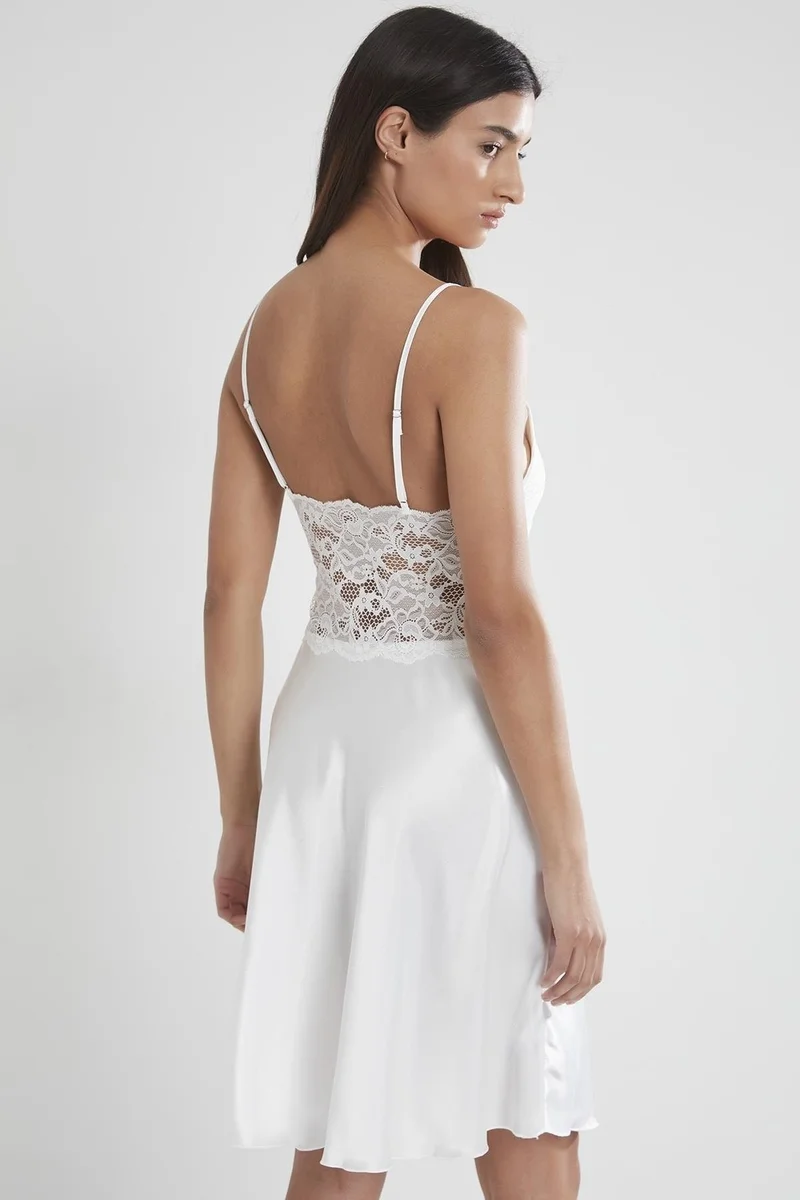 pierre cardin 627 Women's Satin Lace Nightgown - Ecru