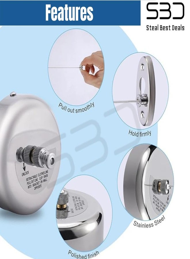 SBD Multi Purpose Stainless Steel Adjustable Retractable and Lockable Cloth Line (1) - Image 3