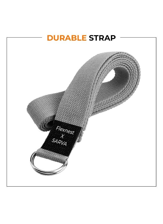 Flexnest Flexnest BY DECATHLON,Flexnest Yoga Strap Belt For Stretching Pilates With Adjustable D-Ring Buckle - Grey  - Image 1
