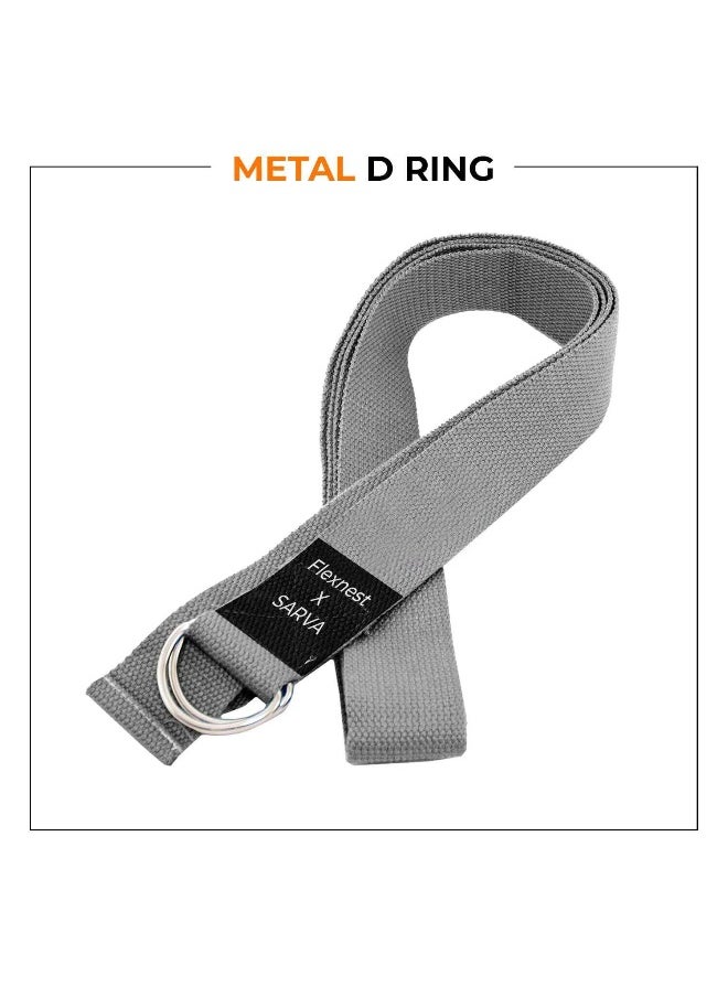 Flexnest Flexnest BY DECATHLON,Flexnest Yoga Strap Belt For Stretching Pilates With Adjustable D-Ring Buckle - Grey  - Image 2