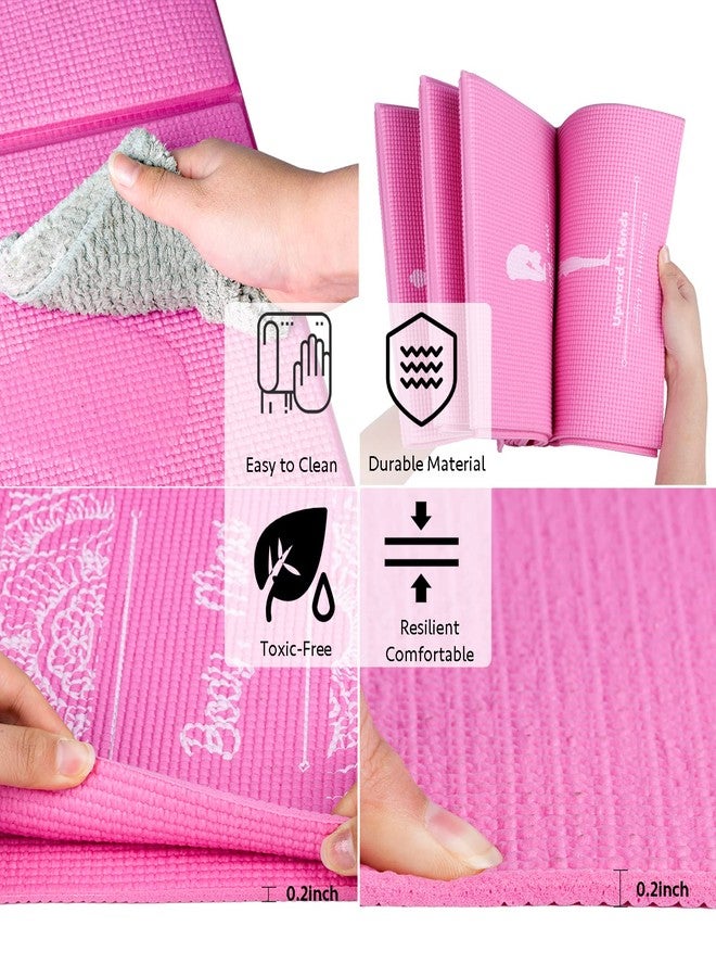 RUILIXIN Foldable Yoga Mat for Women, Non Slip Exercise Mat for Home Gym, Travel Yoga Set With Stretch Strap for Yoga Pilates and Fitness, 68"L x 24"W x 1/5 Inch Thick - Image 4