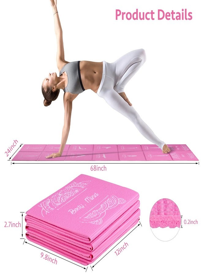 RUILIXIN Foldable Yoga Mat for Women, Non Slip Exercise Mat for Home Gym, Travel Yoga Set With Stretch Strap for Yoga Pilates and Fitness, 68"L x 24"W x 1/5 Inch Thick - Image 2