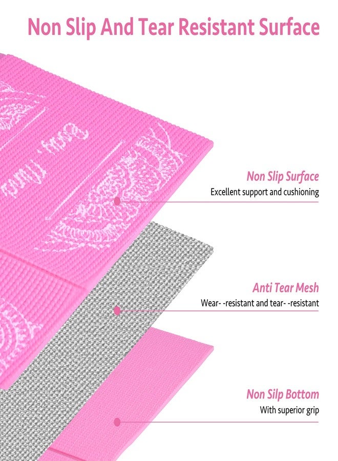 RUILIXIN Foldable Yoga Mat for Women, Non Slip Exercise Mat for Home Gym, Travel Yoga Set With Stretch Strap for Yoga Pilates and Fitness, 68"L x 24"W x 1/5 Inch Thick - Image 3