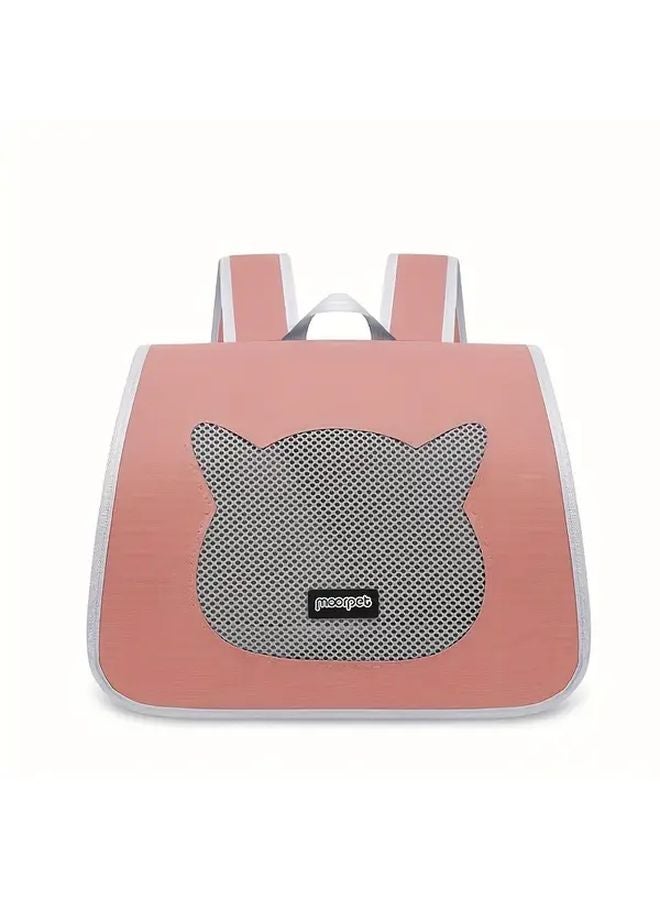 حقيبة ظهر قابلة للطي وردية اللون للقطط قابلة للتنفس للسفر والمشي لمسافات طويلة مع نظام تهوية - Image 1
