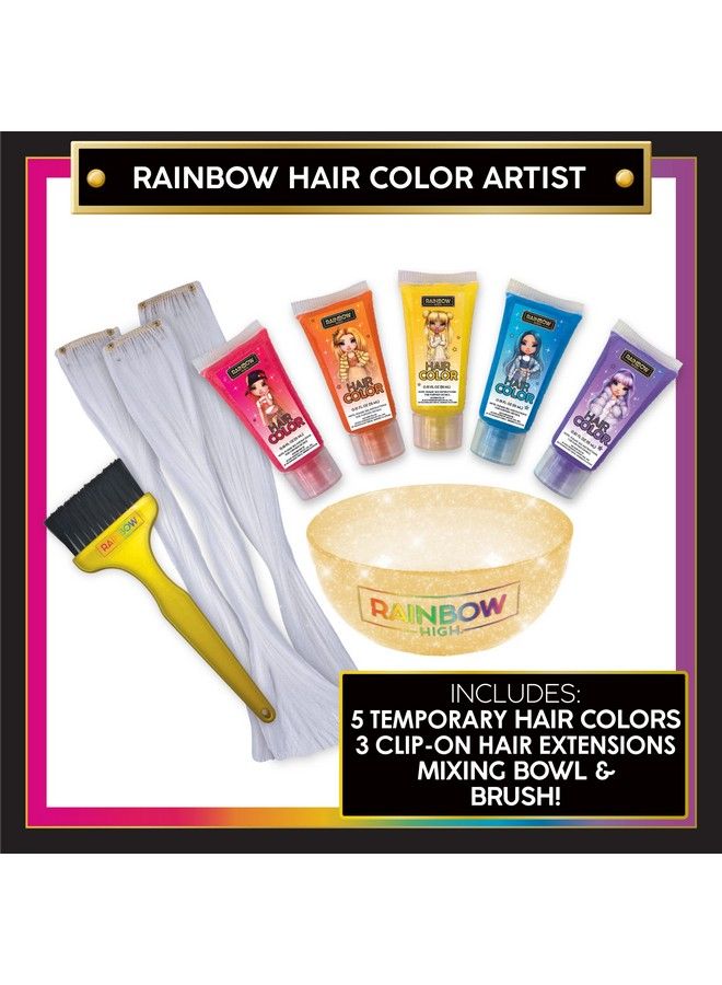 RAINBOW HIGH Rainbow Hair Stylist By Horizon Group Usa Includes 5 Vibrant Hair Coloring Gels 3 Clipin Extensions For Lessmess Mixing Bowl & Brush Temporary Coloring For Kids Multi - Image 3