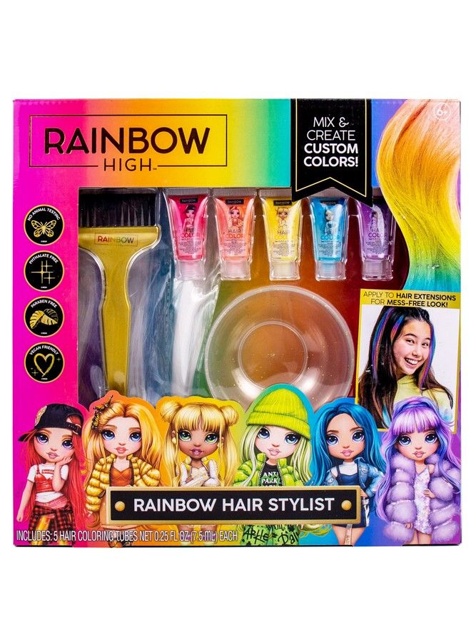 RAINBOW HIGH Rainbow Hair Stylist By Horizon Group Usa Includes 5 Vibrant Hair Coloring Gels 3 Clipin Extensions For Lessmess Mixing Bowl & Brush Temporary Coloring For Kids Multi - Image 2