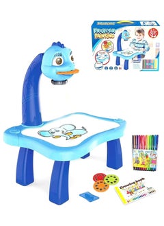 Child Learning Desk With Smart Projector Kids Painting Table Toy With Light Music Children Educational Tool Drawing Table (BLUE)