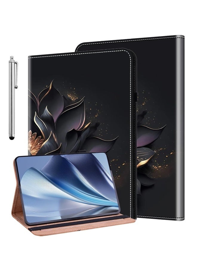 Case for Samsung Galaxy Tab S9 FE 5G 10.9 Inch/Galaxy Tab S9 11 Inch 2023, Stylus Holder Flip Wallet Leather Shockproof Cover for Galaxy Tab S9 FE 5G Case, Purple Lotus  - Image 1