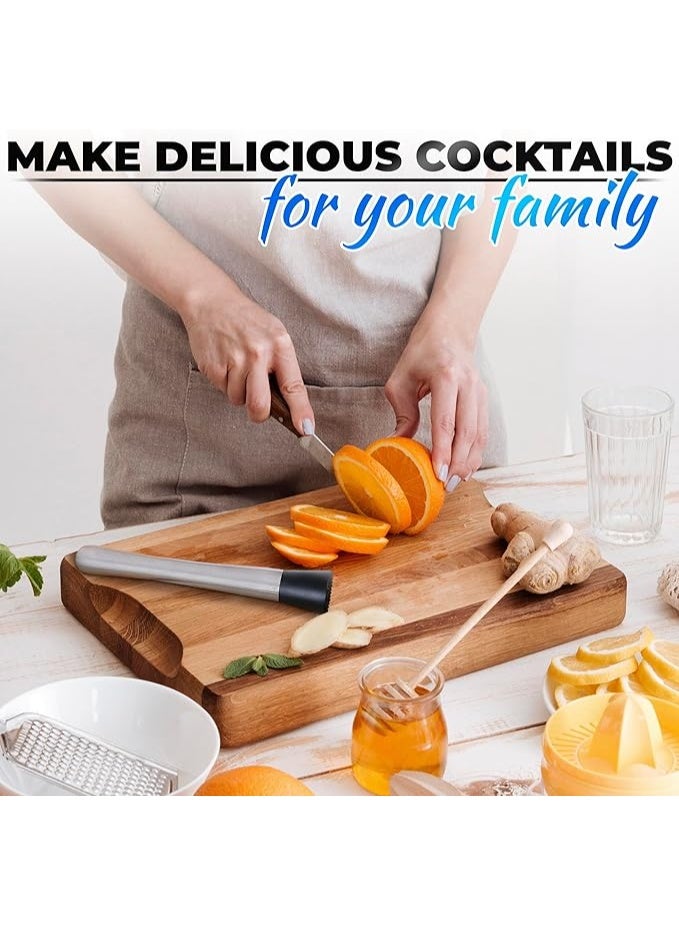 أداة خلط الكوكتيلات من MALLONY - أداة خلط البار المصنوعة من الفولاذ المقاوم للصدأ، ملحقات السقاة، أداة هرس الليمون، أداة هرس المشروبات، أداة هرس الفاكهة للمشروبات، أدوات خلط الكوكتيلات، ملحقات البار - Image 2