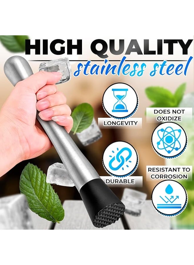 أداة خلط الكوكتيلات من MALLONY - أداة خلط البار المصنوعة من الفولاذ المقاوم للصدأ، ملحقات السقاة، أداة هرس الليمون، أداة هرس المشروبات، أداة هرس الفاكهة للمشروبات، أدوات خلط الكوكتيلات، ملحقات البار - Image 5