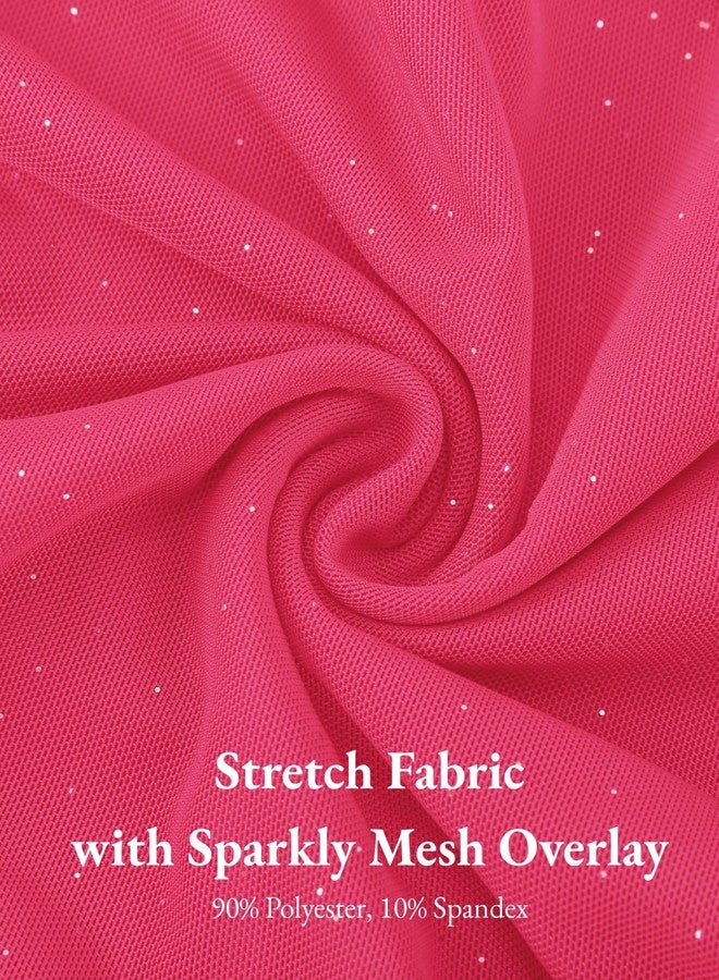 EXARUS Girls Formal Long Sleeve/Spaghetti Strap Dress Teen Party Dance Tween Juniors Tight Cute Bodycon Short Dresses, Long Sleeve Hot Pink Sparkly Flake, 10 Years - Image 4