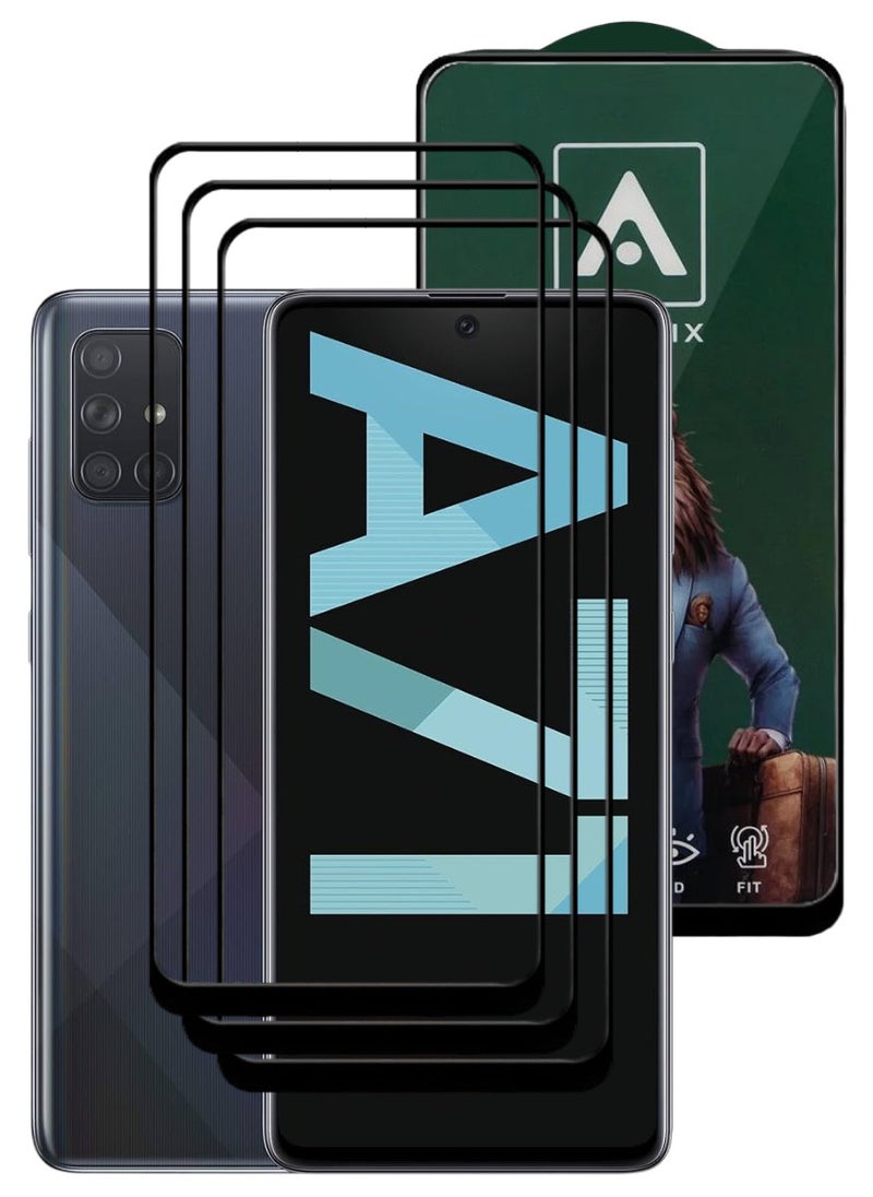 ACLIX 3 Pieces Antistatic ESD Dustproof Premium Quality High Definition Tempered Glass Screen Protector Designed For Samsung Galaxy A71 - Image 1