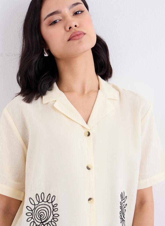 Styli Women Embroidered Panel Longline Shirt - Image 4