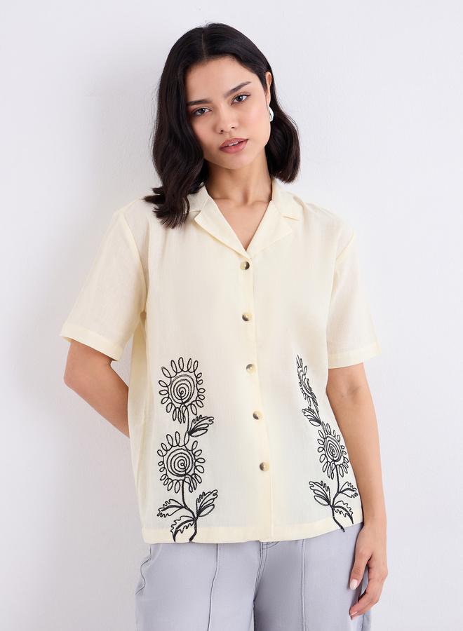 Styli Women Embroidered Panel Longline Shirt - Image 3