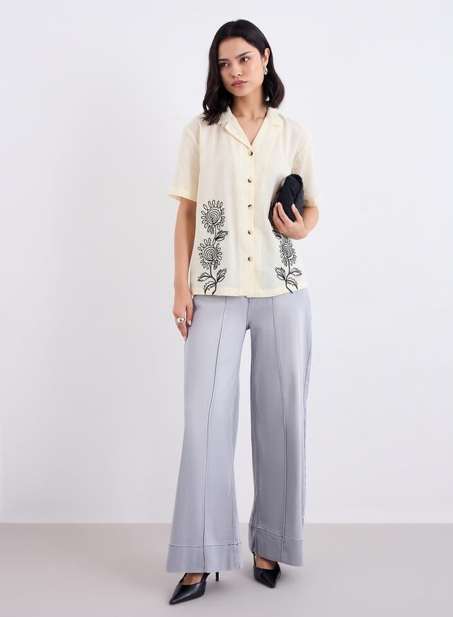 Styli Women Embroidered Panel Longline Shirt - Image 2