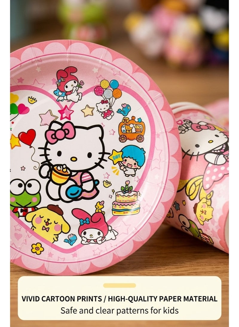 92 Pcs Lovely Cartoon Birthday Party Supplies Pink Party Decoration set including Banner Tablecloth Paper Cups Napkin Knives Forks and Spoons Straws Plates for kids teens friends women - Image 3
