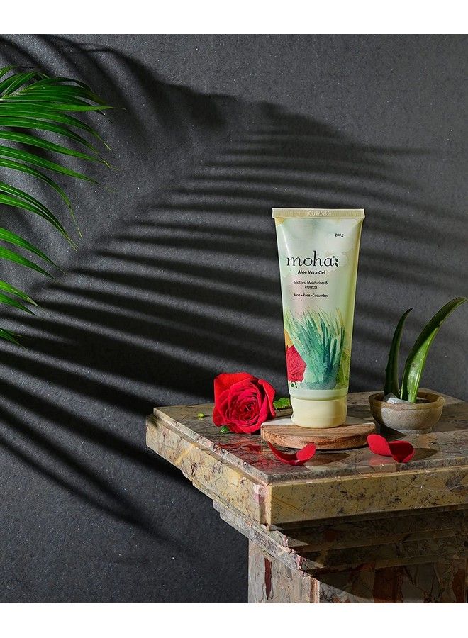 Moha: Aloe Vera Gel Enriched With Rose & Cucumber For Face & Skin ; Pure & Natural Face Gel For Prevent Pimples & Acne Helps In Healing Of Skin Cracks And Rashes (200Gm (Pack Of 2)) - Image 4